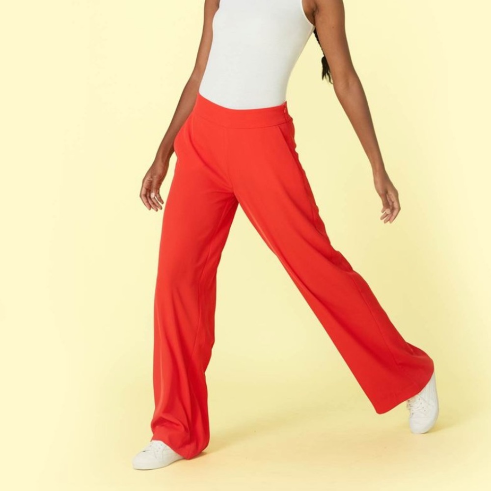 Summersalt The Perfect Wide Leg Pants Palazzo Elastic Waist In Red Size 1X Plus
